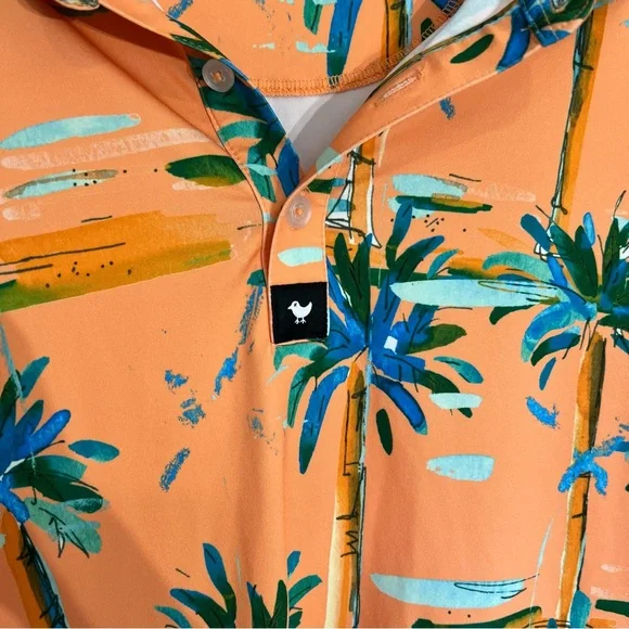 Bad Birdie Hotel California golf polo palm trees orange blue size large - Picture 8 of 12